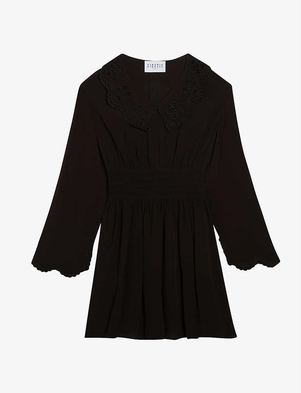 CLAUDIE PIERLOT Rafi Broderie Anglaise-collar Woven Dress For Womens Noir / Gris - Image 4