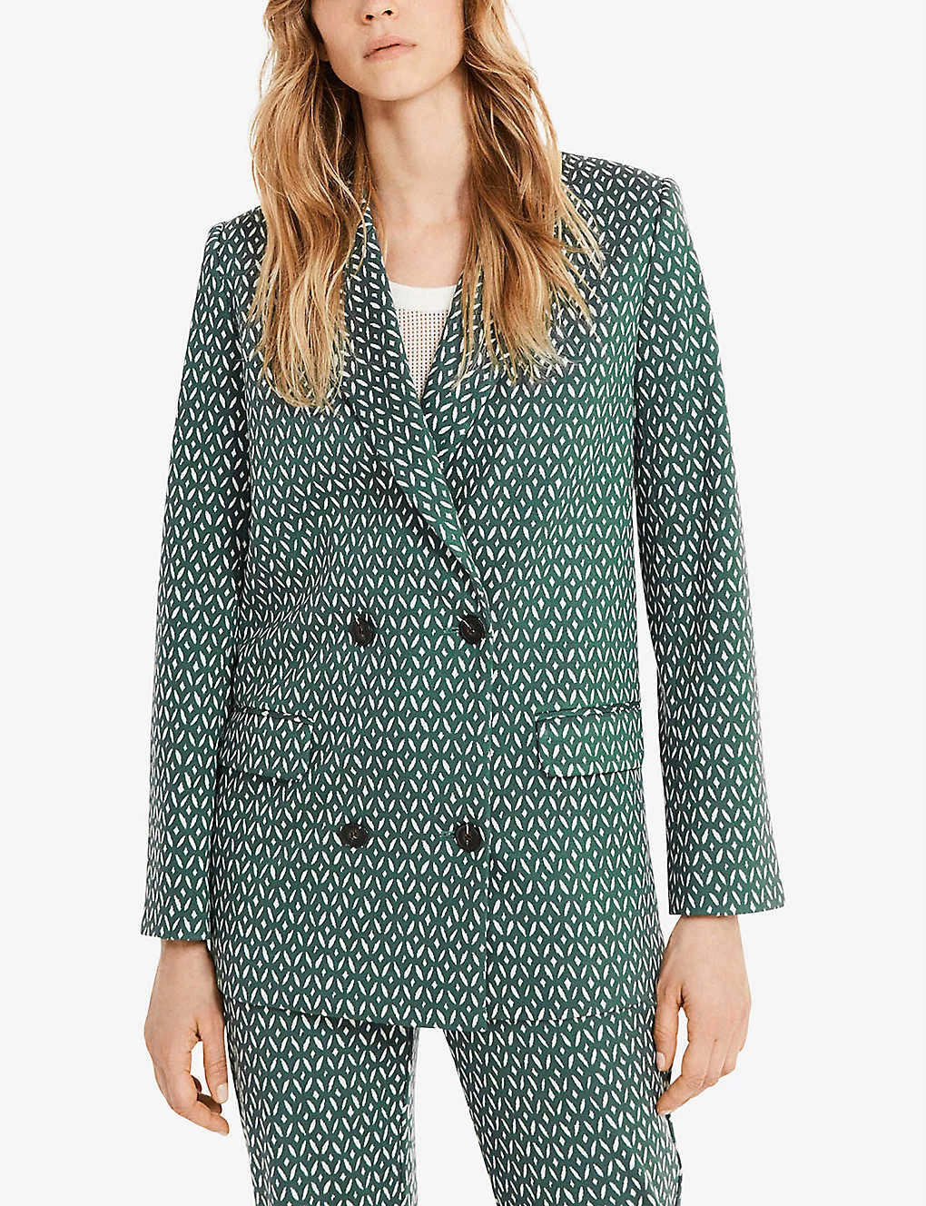 CLAUDIE PIERLOT Vimy Double-breasted Check Woven Blazer For Womens Divers - Image 2