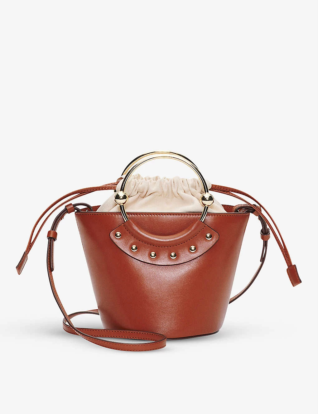 CLAUDIE PIERLOT Abeille Cotton-pocket Leather Crossbody Bag For Womens Bruns - Image 4