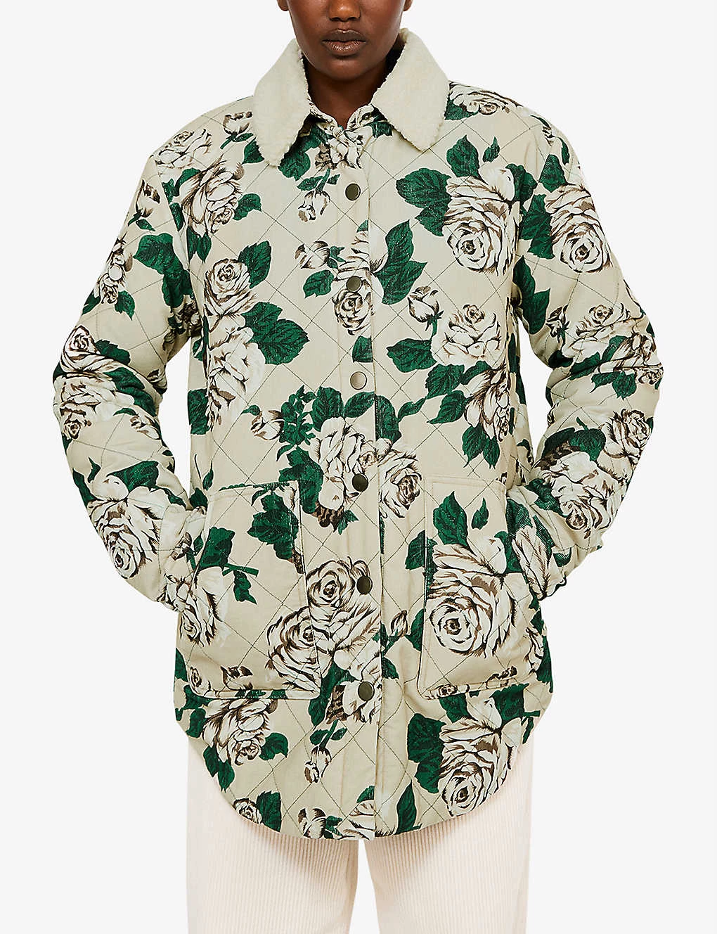 CLAUDIE PIERLOT Ganno Quilted Floral-print Cotton Corduroy Jacket For Womens Divers - Image 2