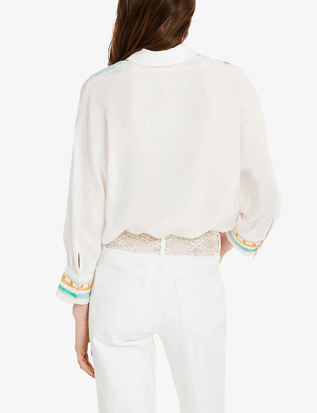 CLAUDIE PIERLOT Graphic-print Relaxed-fit Silk Shirt For Womens Divers - Image 4