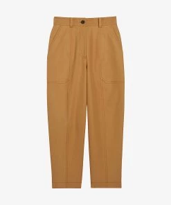 CLAUDIE PIERLOT Paon High-rise Organic-cotton Trousers For Womens Bruns