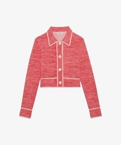 CLAUDIE PIERLOT Mic Collared Stretch Organic Cotton-blend Cardigan For Womens Divers