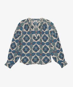 CLAUDIE PIERLOT Bianco Graphic-print Crepe Blouse For Womens Divers