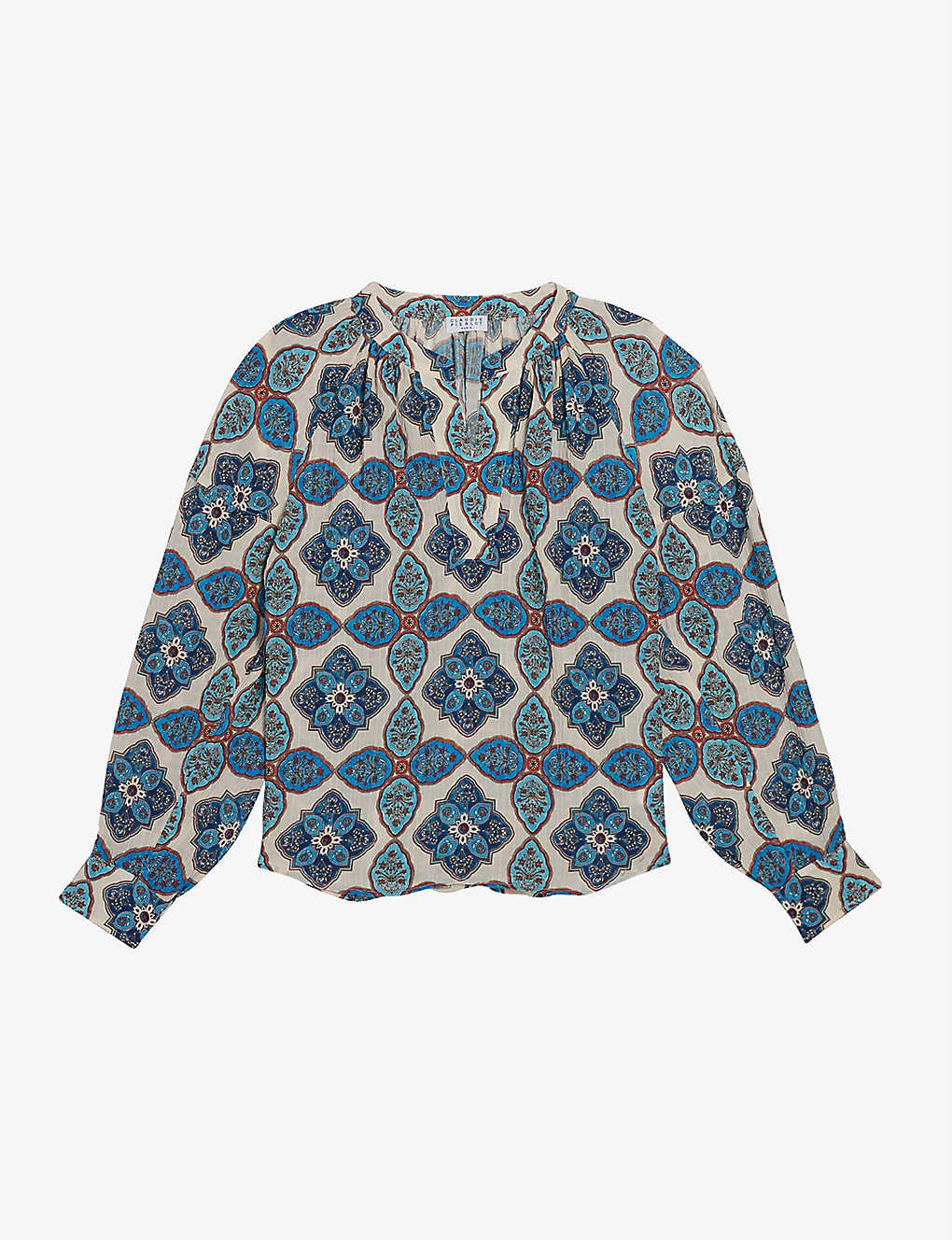 CLAUDIE PIERLOT Bianco Graphic-print Crepe Blouse For Womens Divers