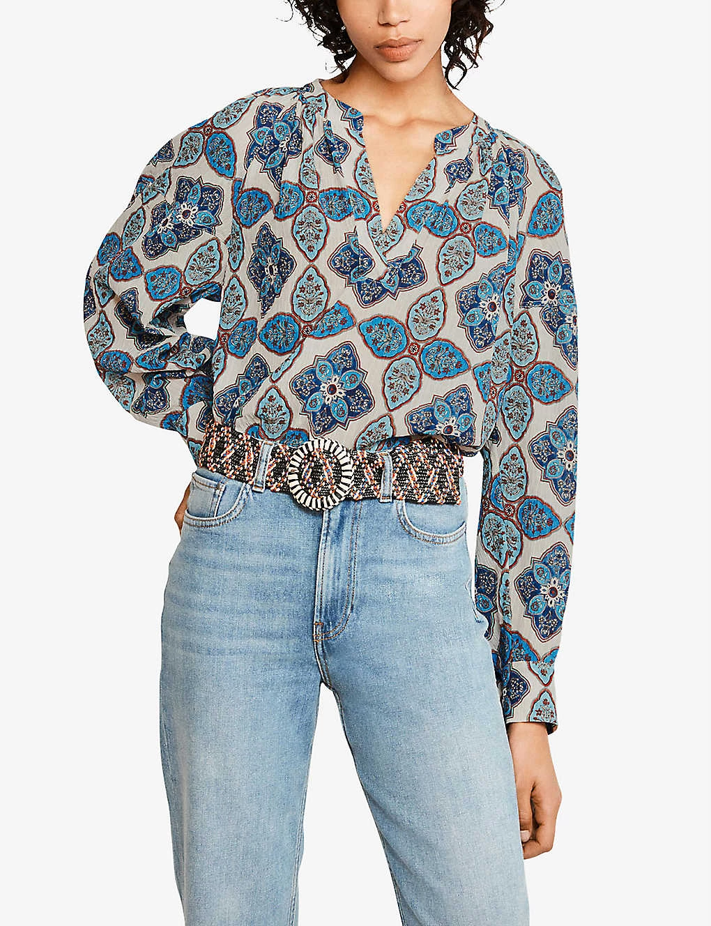 CLAUDIE PIERLOT Bianco Graphic-print Crepe Blouse For Womens Divers - Image 2