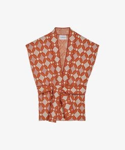 CLAUDIE PIERLOT Jacquard Belted Cotton-blend Cardigan For Womens Divers