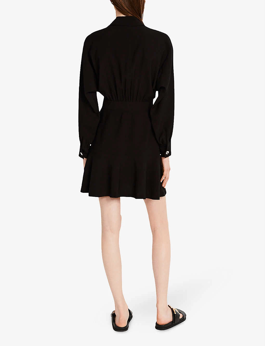 CLAUDIE PIERLOT Raspberry Notch-lapel Woven Mini Dress For Womens Noir / Gris - Image 4