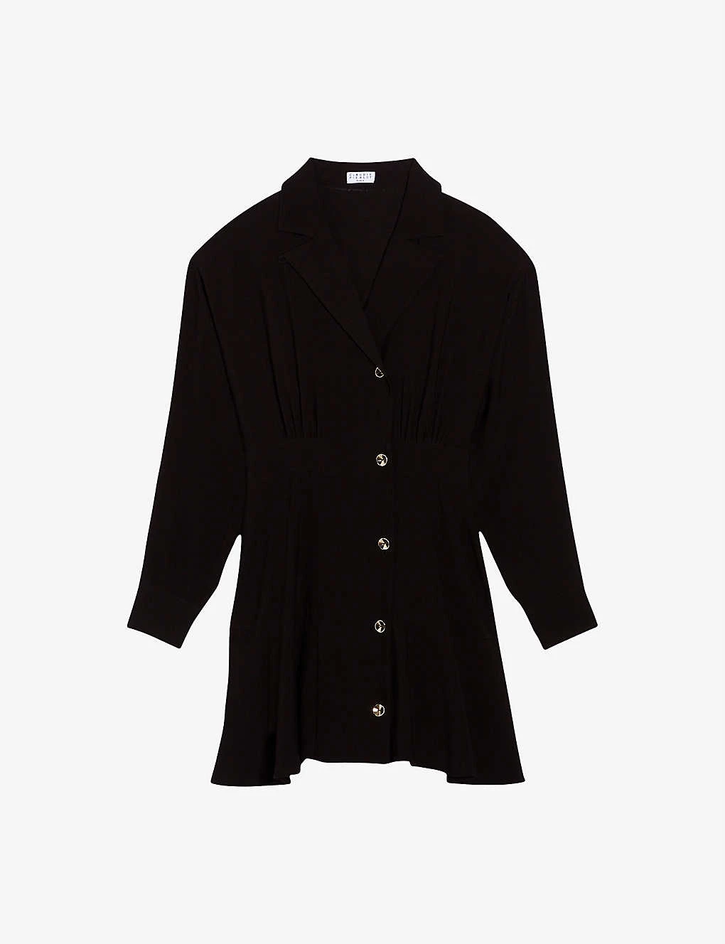 CLAUDIE PIERLOT Raspberry Notch-lapel Woven Mini Dress For Womens Noir / Gris - Image 5