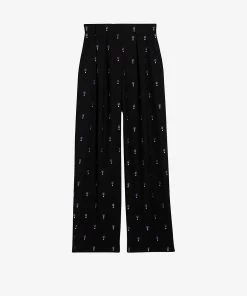 CLAUDIE PIERLOT Peggy Straight-leg High-rise Woven Trousers For Womens Noir / Gris