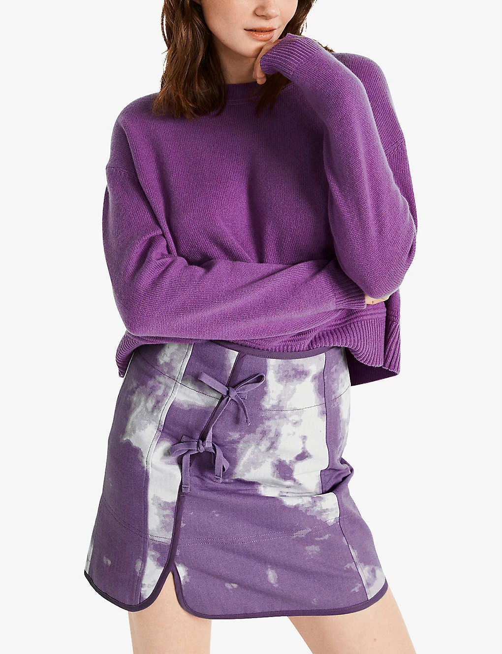 CLAUDIE PIERLOT Maiwena Wool And Cashmere-blend Knitted Sweatshirt For Womens Violets - Image 4