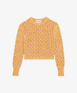 CLAUDIE PIERLOT Mygold Openwork Knit Cotton-blend Jumper For Womens Jaunes / Oranges