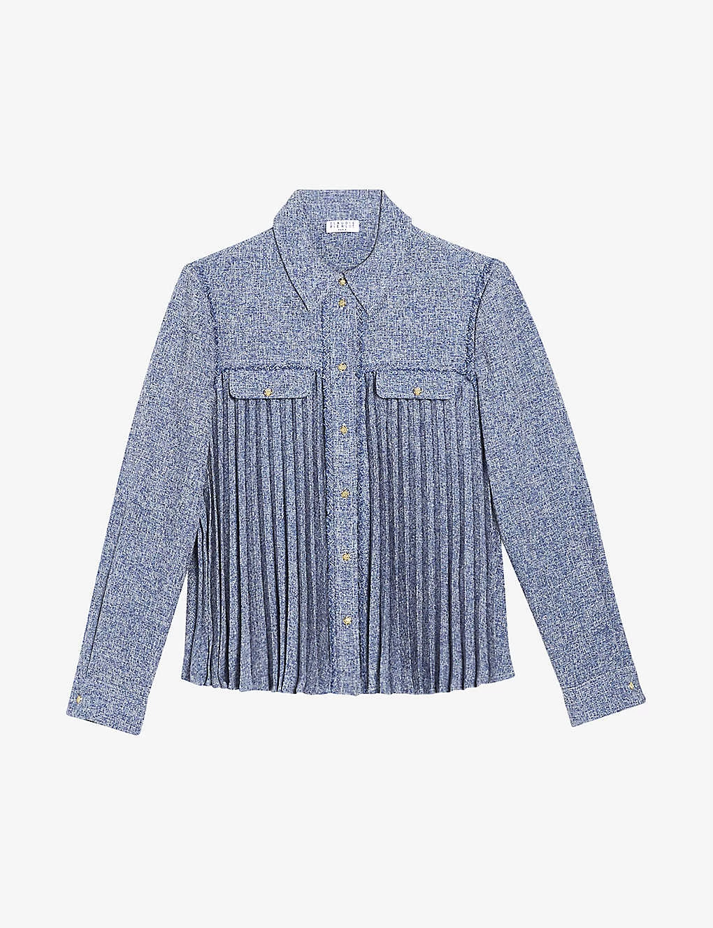 CLAUDIE PIERLOT Pleat-detail Tweed Woven Shirt For Womens Divers