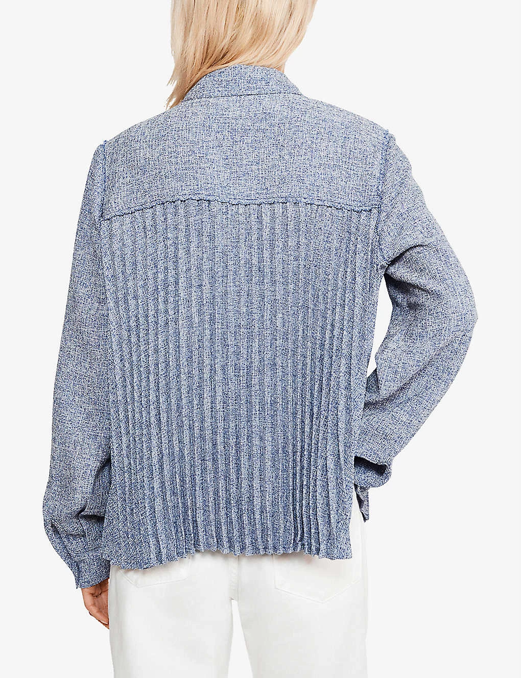 CLAUDIE PIERLOT Pleat-detail Tweed Woven Shirt For Womens Divers - Image 4