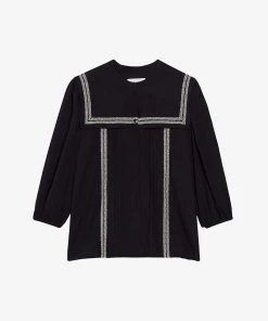 CLAUDIE PIERLOT Cally Sailor-collar Woven Blouse For Womens Bleus