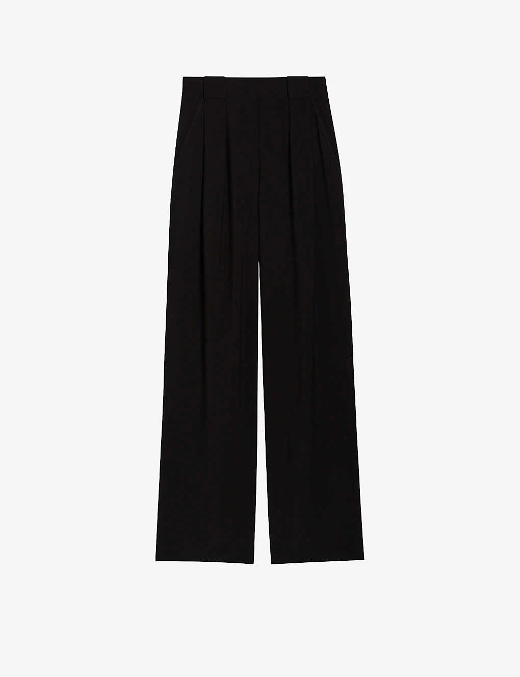CLAUDIE PIERLOT Peggy High-rise Loose-fit Woven Trousers For Womens Noir / Gris - Image 2