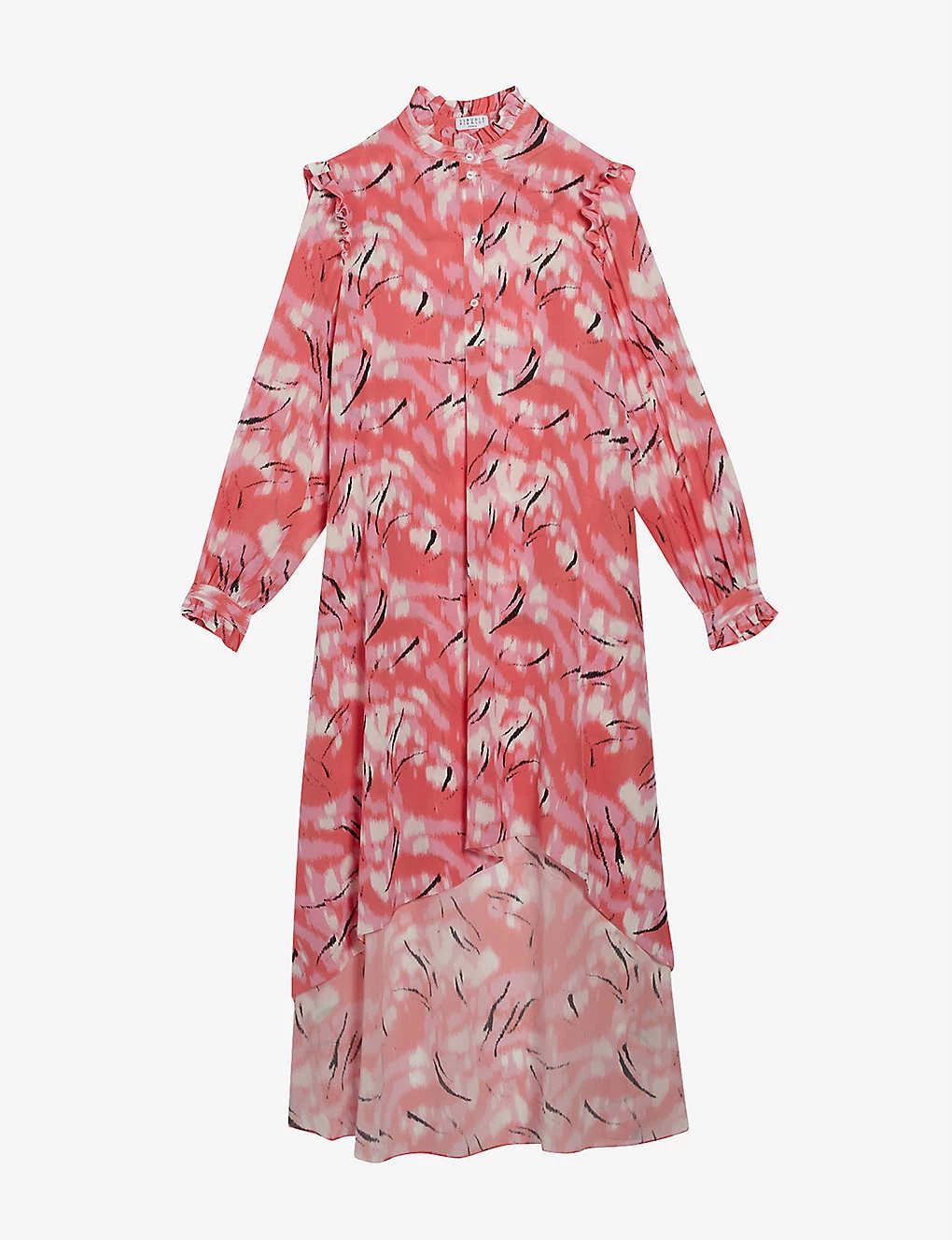 CLAUDIE PIERLOT Roseau Abstract-print Silk Midi Dress For Womens Divers