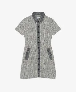 CLAUDIE PIERLOT Ralfbleue Shirt Tweed Mini Dress For Womens Divers