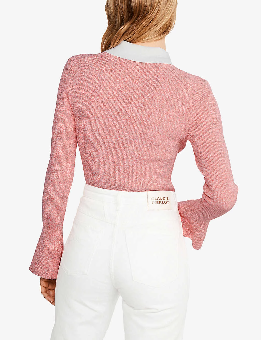 CLAUDIE PIERLOT Misette Contrasting-collar Flared-sleeved Knitted Sweater For Womens Divers - Image 3