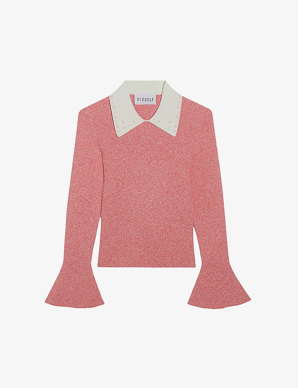 CLAUDIE PIERLOT Misette Contrasting-collar Flared-sleeved Knitted Sweater For Womens Divers - Image 5