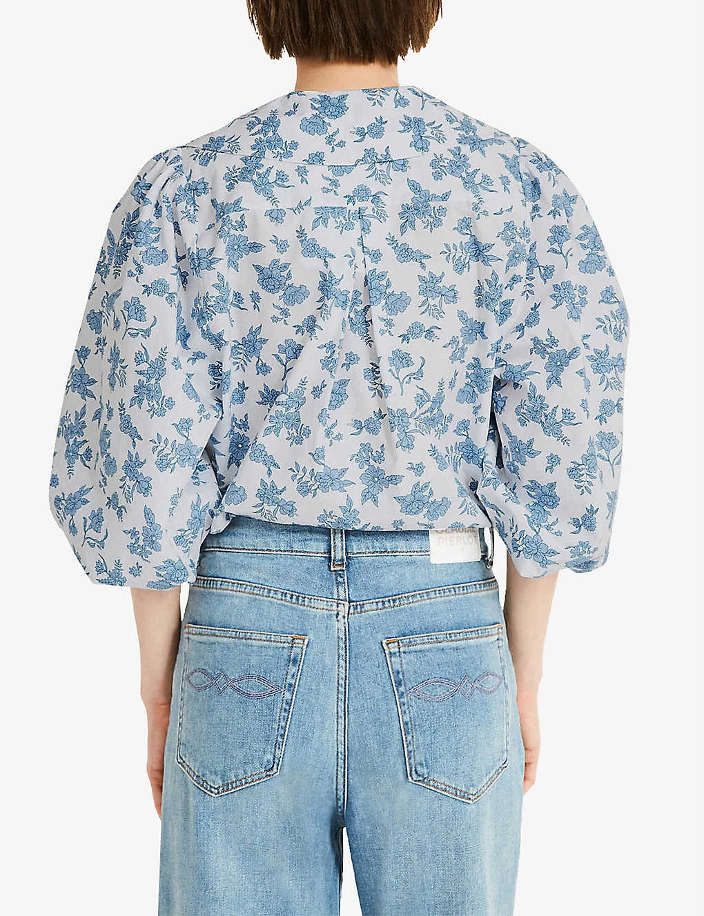 CLAUDIE PIERLOT Belle Floral-print Regular-fit Cotton Shirt For Womens Divers - Image 3