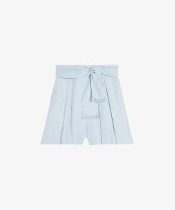 CLAUDIE PIERLOT Espoir Elasticated-waist High-rise Linen Shorts For Womens Bleus