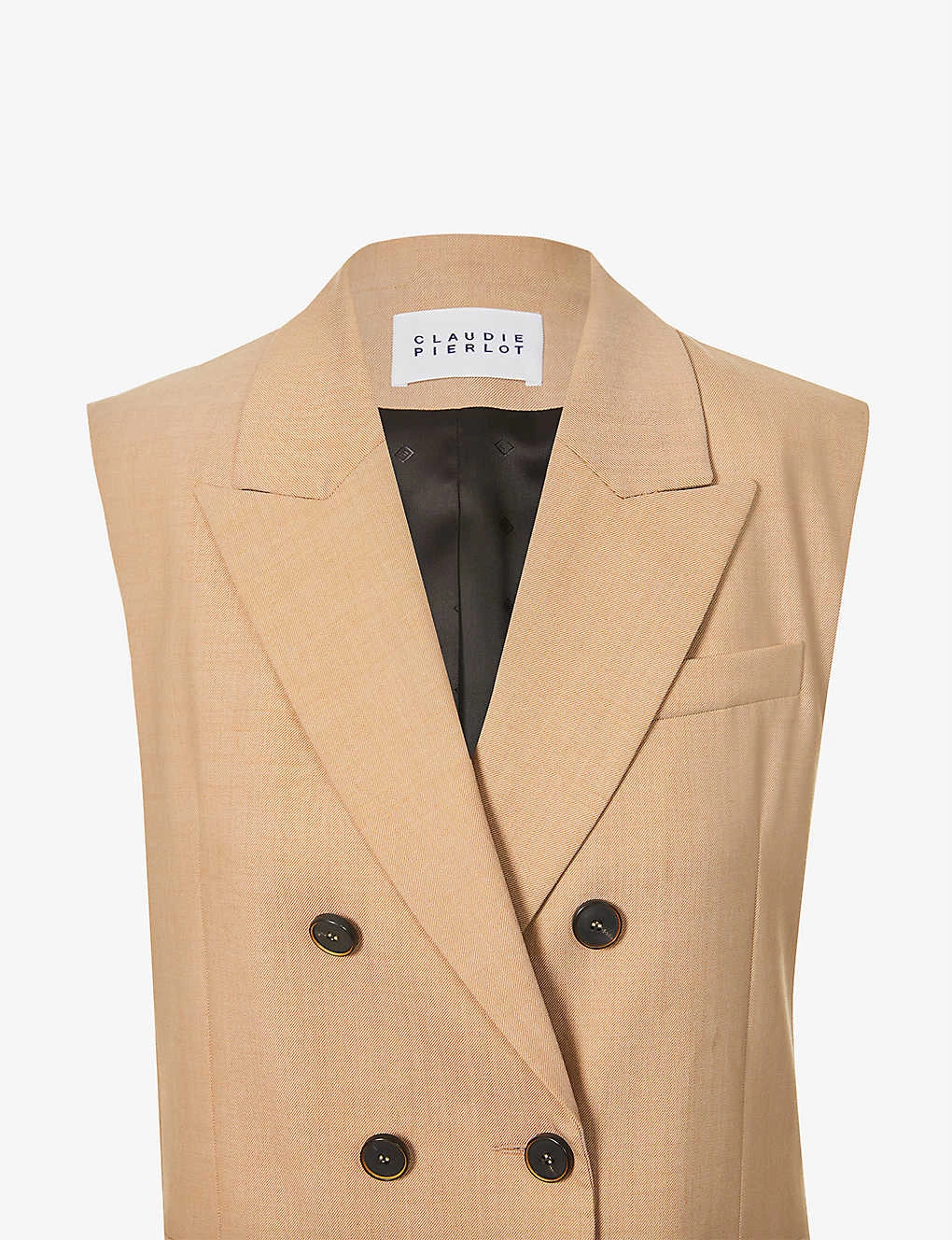 CLAUDIE PIERLOT Victor Double-breasted Stretch Wool-blend Blazer For Womens Bruns - Image 3