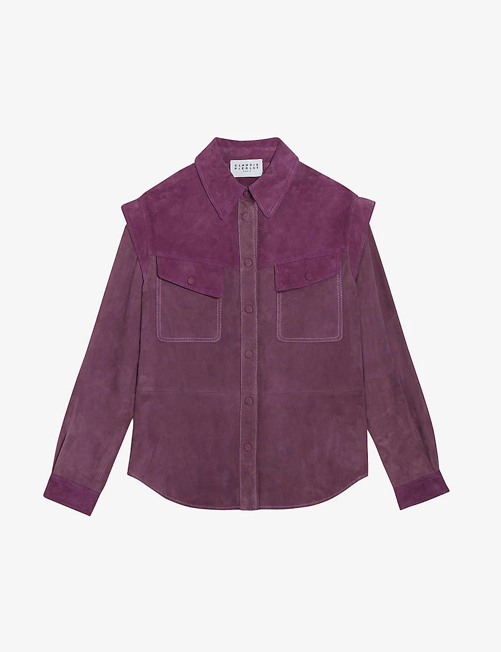 CLAUDIE PIERLOT Two-tone Contrast-stitched Suede Jacket For Womens Divers