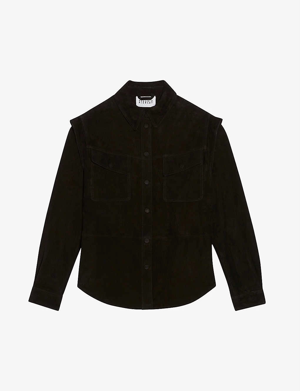 CLAUDIE PIERLOT Two-tone Contrast-stitched Suede Jacket For Womens Divers - Image 3