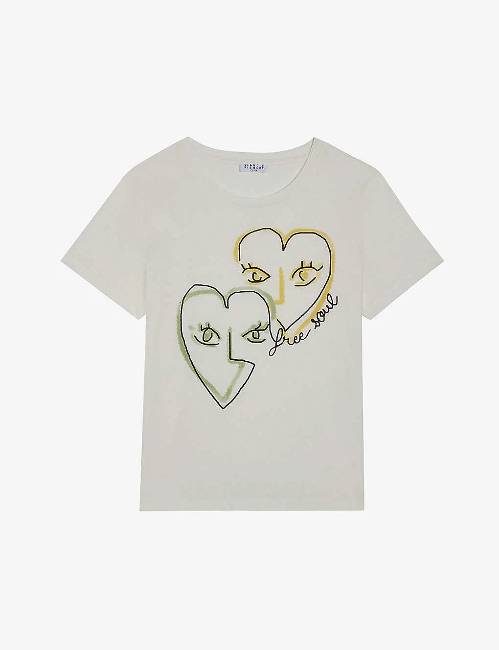 CLAUDIE PIERLOT Sweethearts Graphic-print Organic-cotton T-shirt For Womens Naturels - Image 5