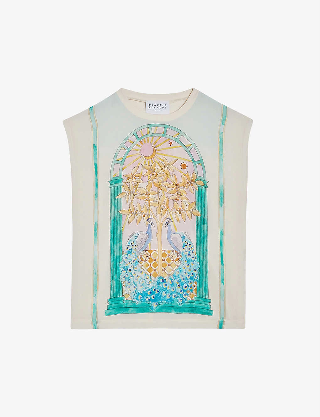 CLAUDIE PIERLOT Toiseau Graphic-print Silk Top For Womens Divers